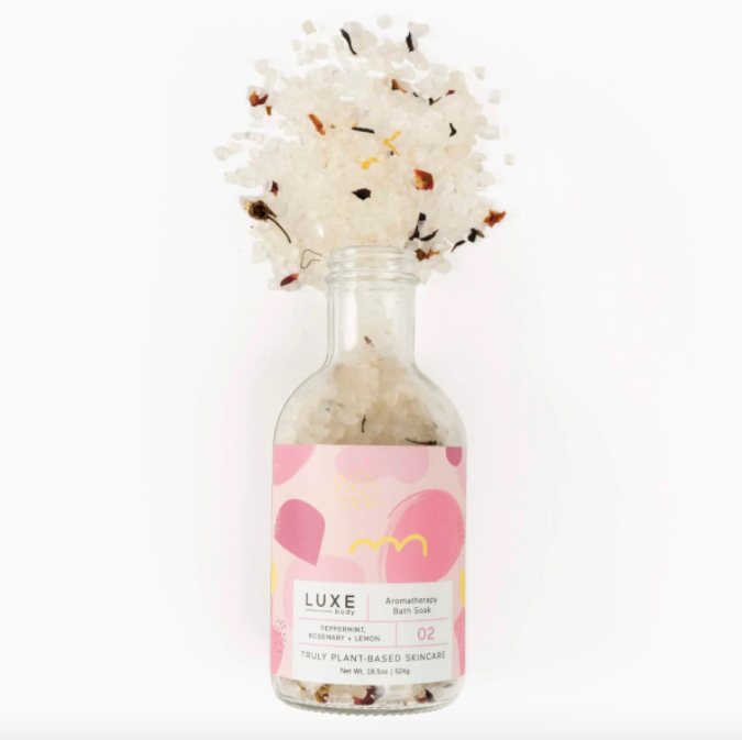 Luxe Peppermint Rosemary + Lemon Aromatherapy Bath Salt Soak
