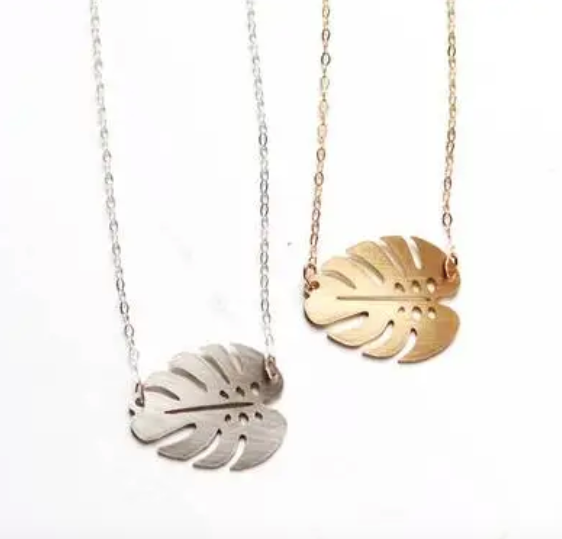 Small Monstera Leaf Necklace