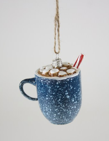 Campfire Cocoa Mug Glass Ornament