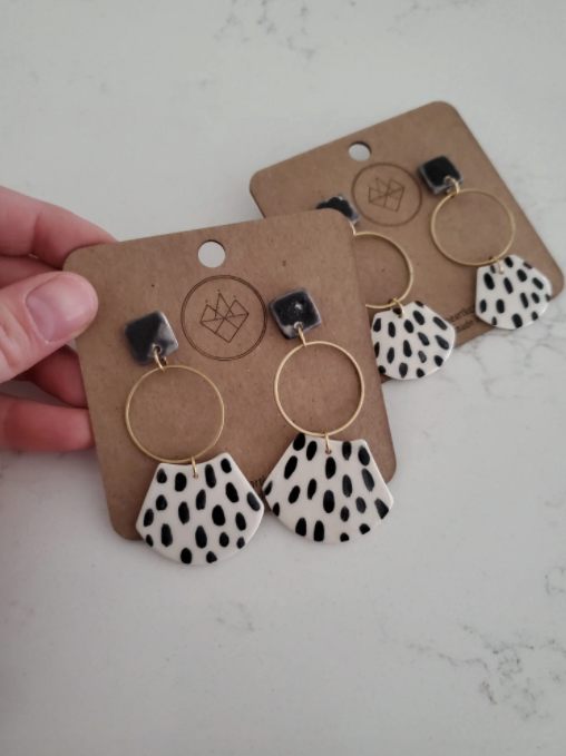 Black and White Dash Hoop Earrings