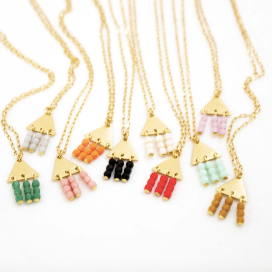 Dainty Triangle and Bead Necklace