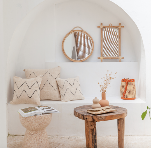 Modern Rattan Mirror
