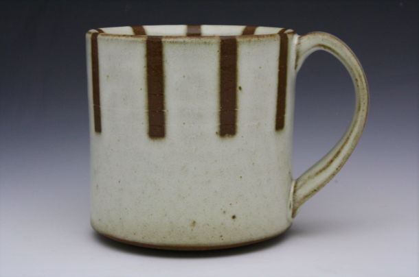 Stripe Patterned Mug - Half Stripe White & Brown