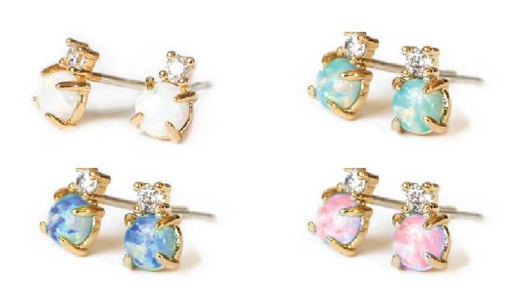 Opal CZ Stud Earrings