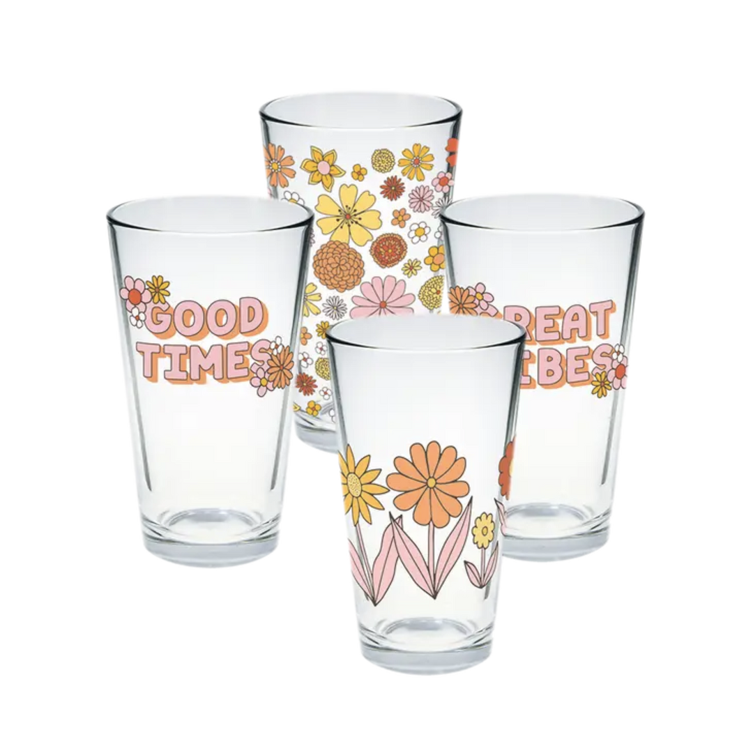 Pint Glass Sets - Flower Power