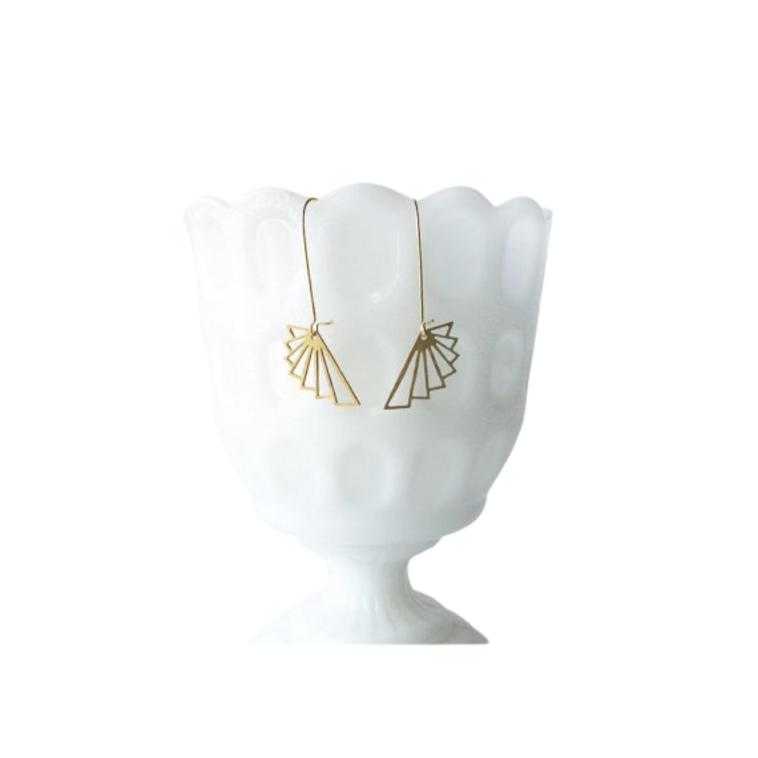Fan Earrings - Gold