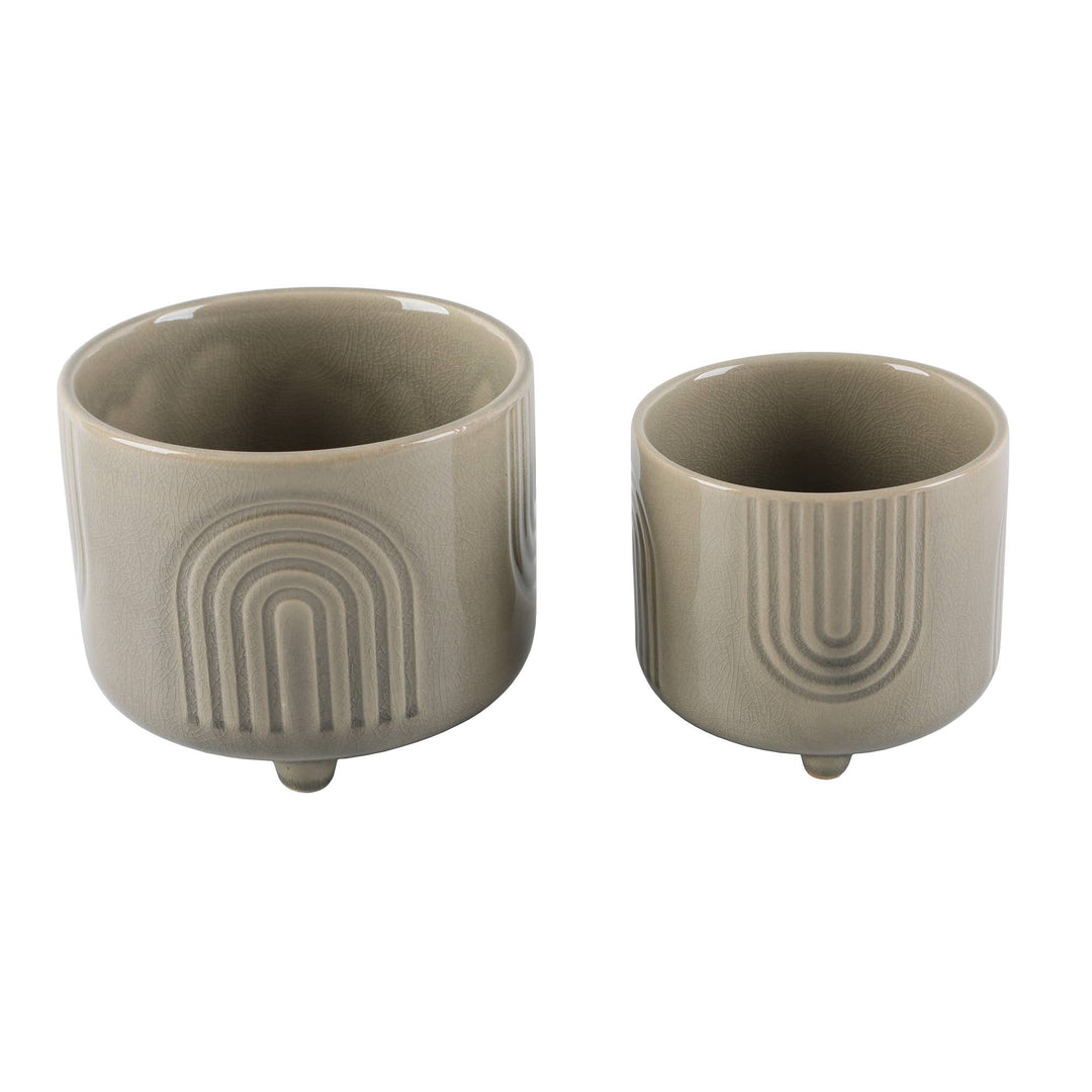 Olive Rainbow Ceramic Footed Planter