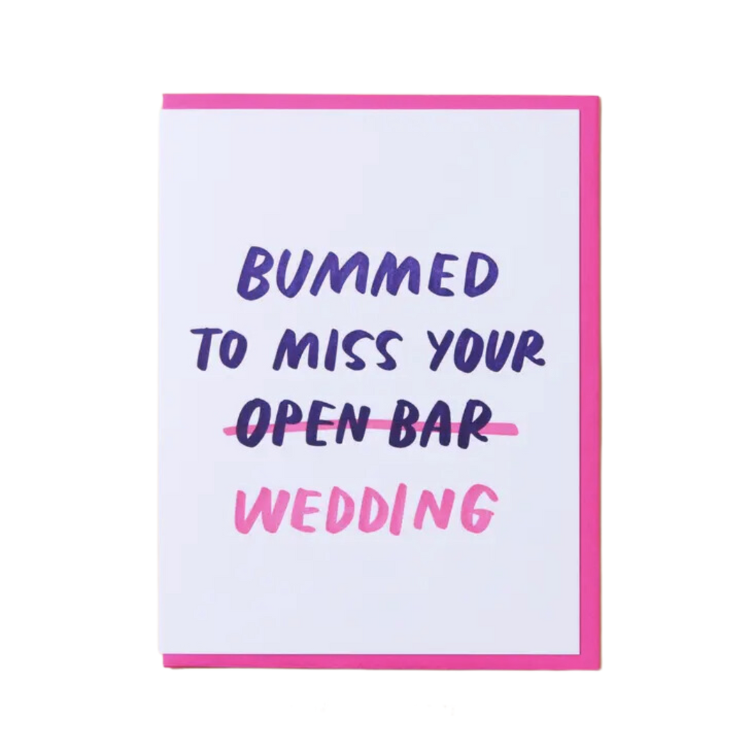 Open Bar Wedding Letterpress Greeting Card