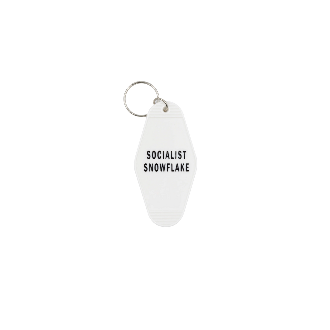 Socialist Snowflake White Motel Style Keychain