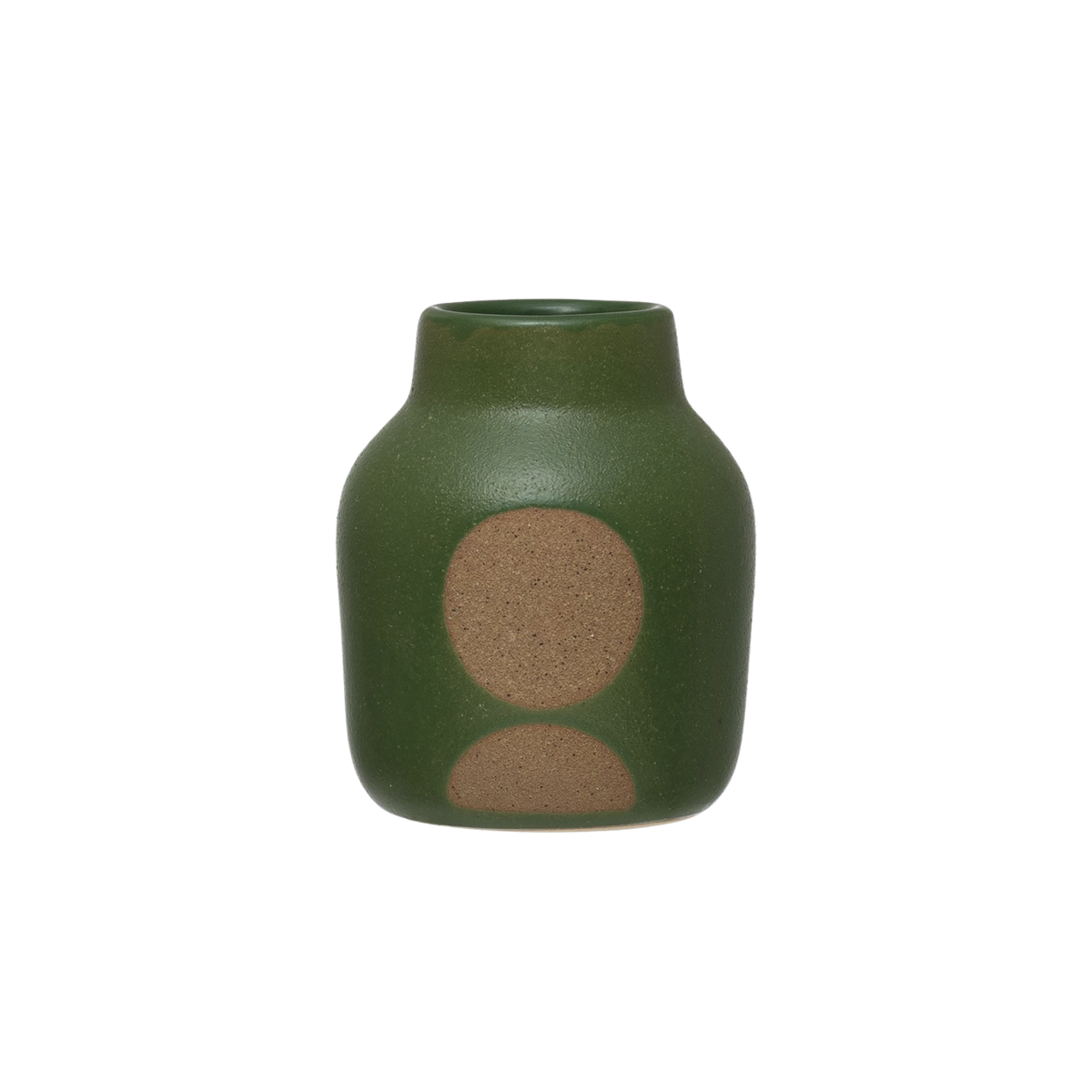 Stoneware Vase with Circle Design in Green Golden Hour Gift Co