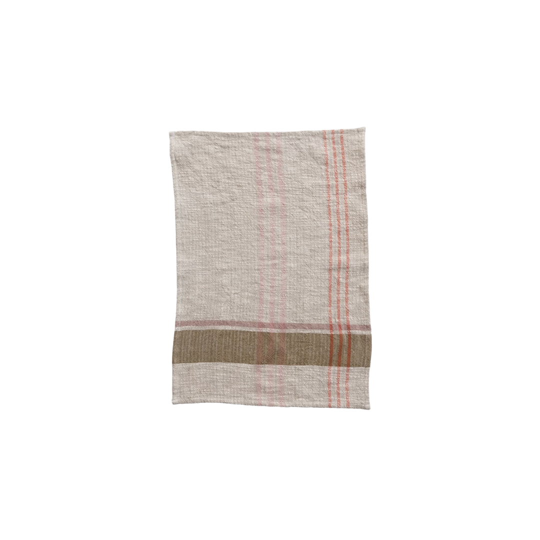 Woven Cotton and Linen Plaid Tea Towel