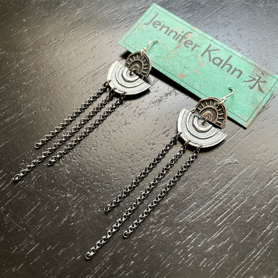 Small Silver Rainbow & Sunbow with Sterling Chains Earrings