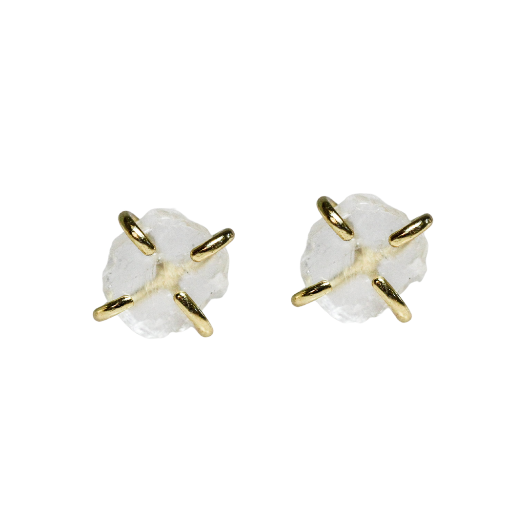 Clear Quartz Gemstone Prong Studs