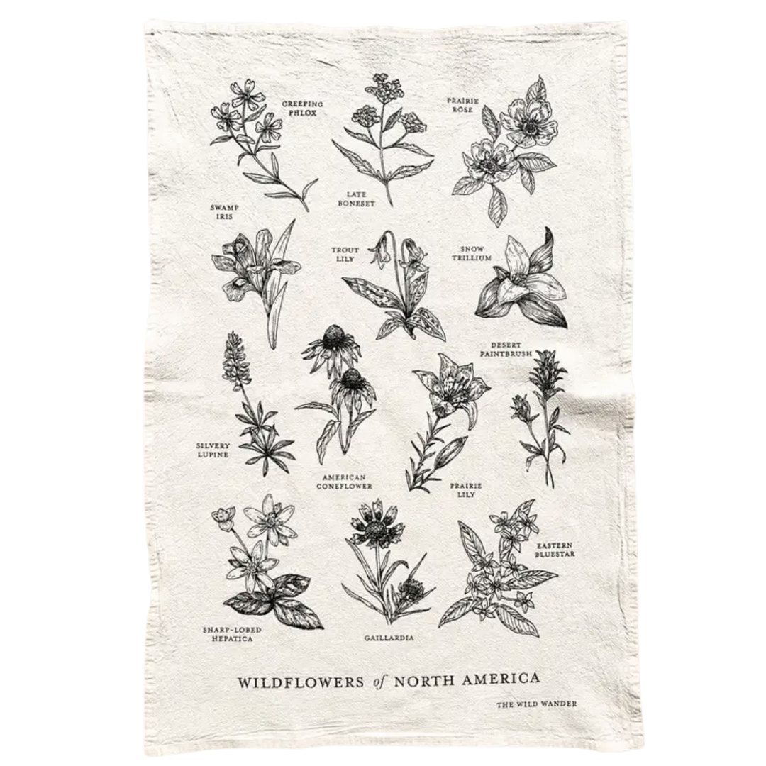 Wildflowers of North America Tea Towel