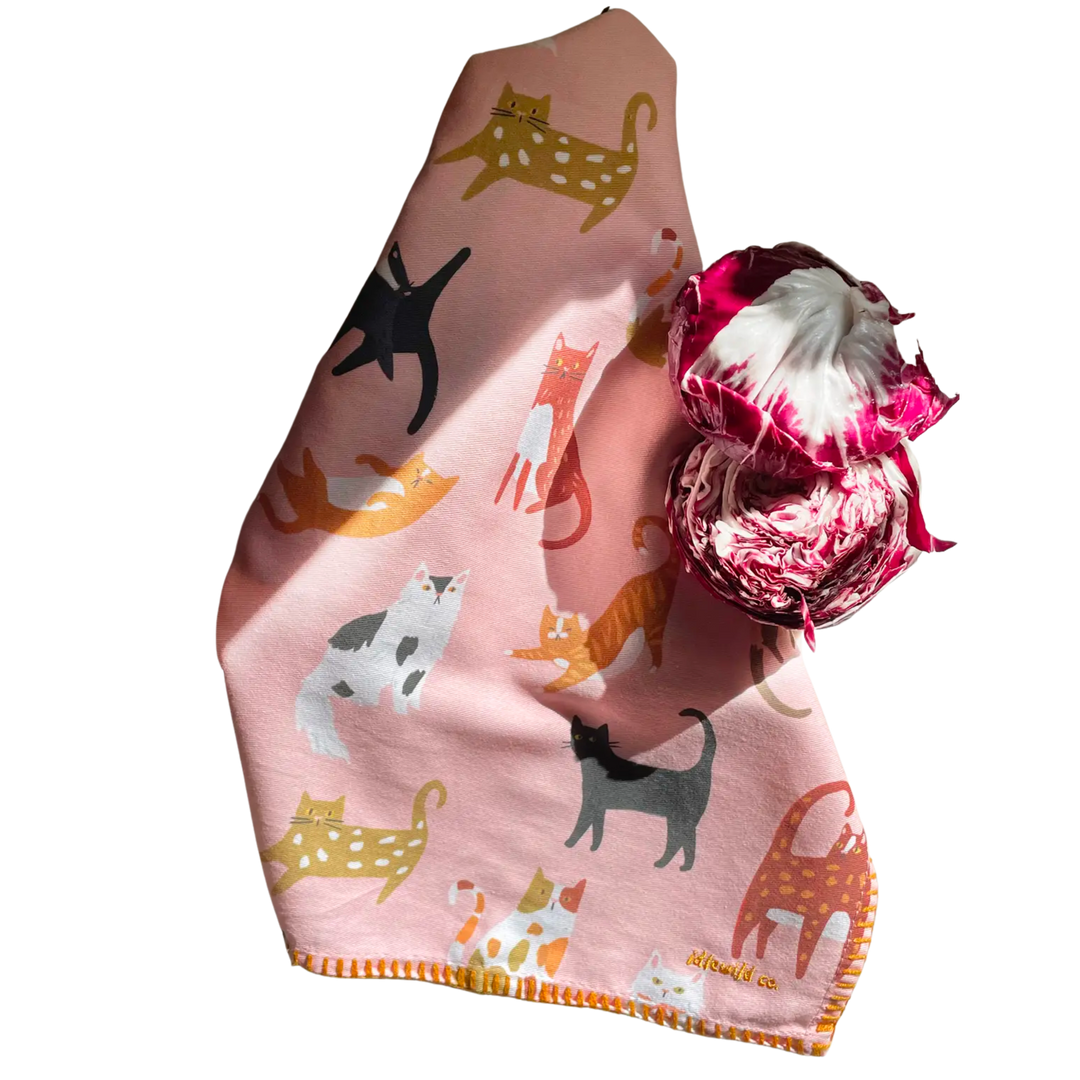Cats Tea Towel - Pink