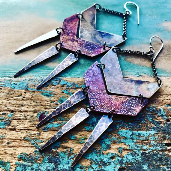 Copper and Brass Wanderer Earrings