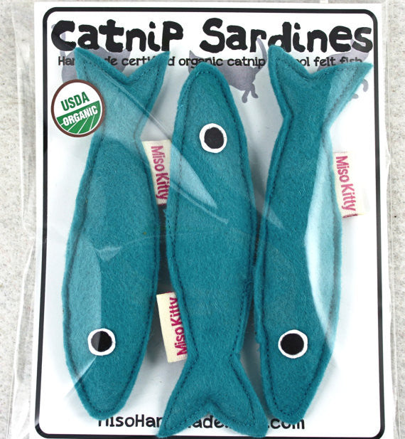 Juguetes De Hierba Gatera Happy Meow: Sardinas De Tela Con Arrugas Internas, 3 Unidades, Estimulan El Juego De Los Gatos
