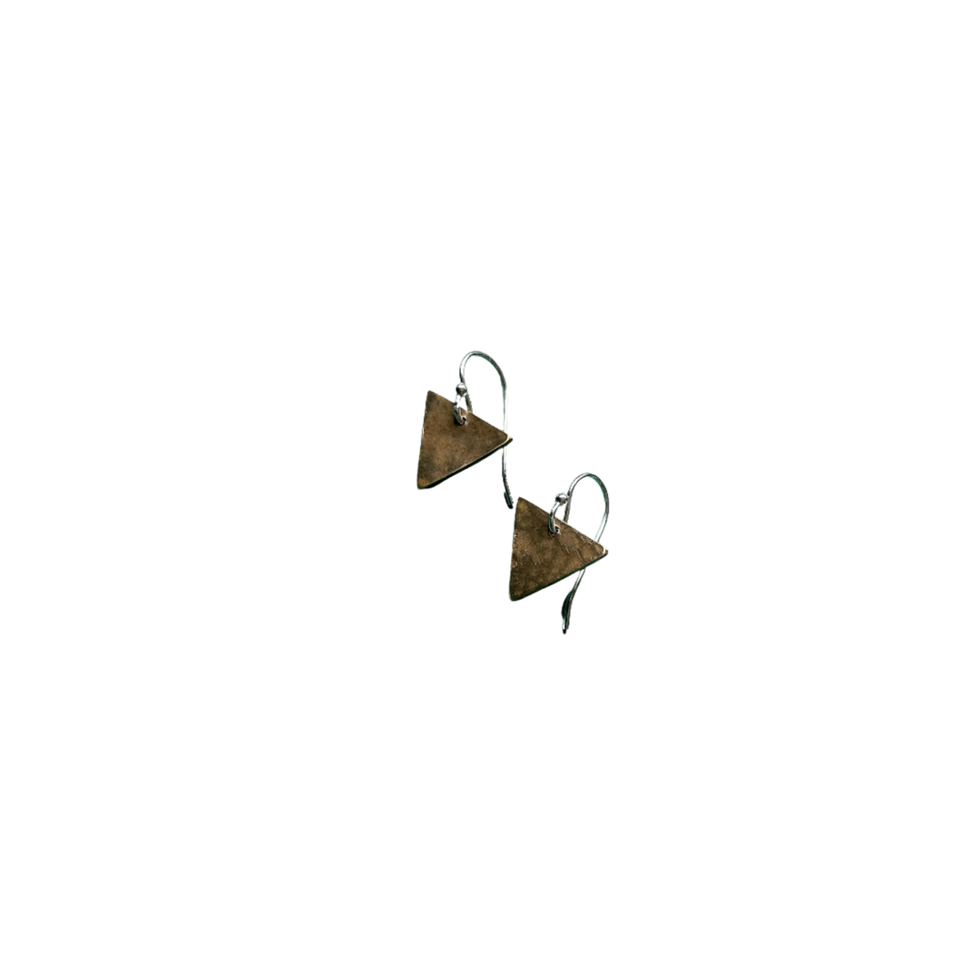 Tiny Brass Triangle Earrings