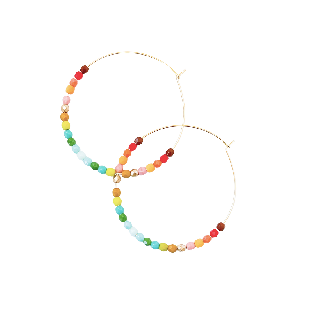 Large Ombre Beaded Hoops