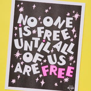 No One Is Free Risograph Print