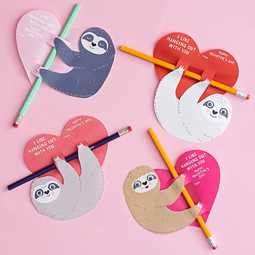 Sloth with Pencil DIY Valentine's Card Kit
