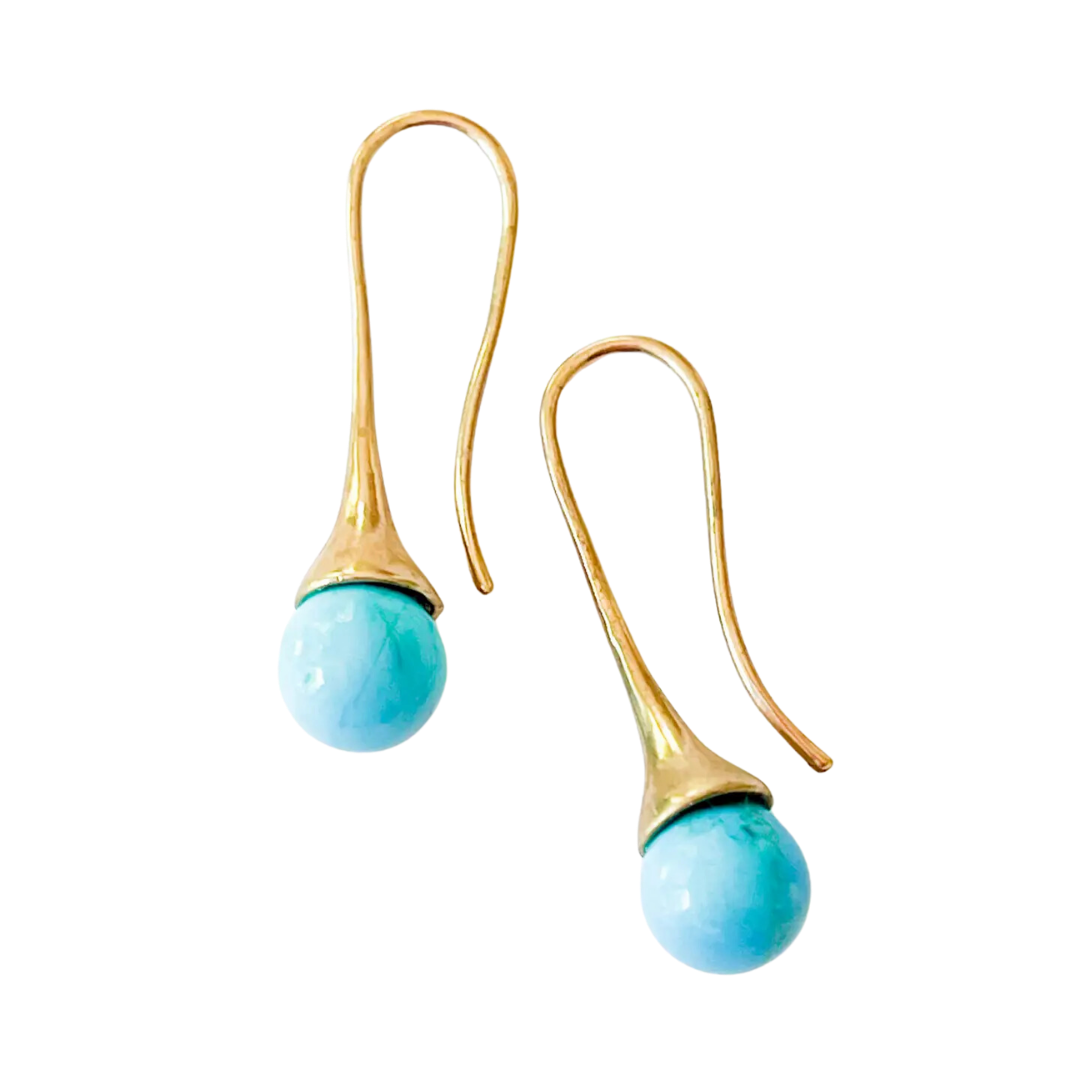 Authentic Turquoise Gem Tulip Earrings