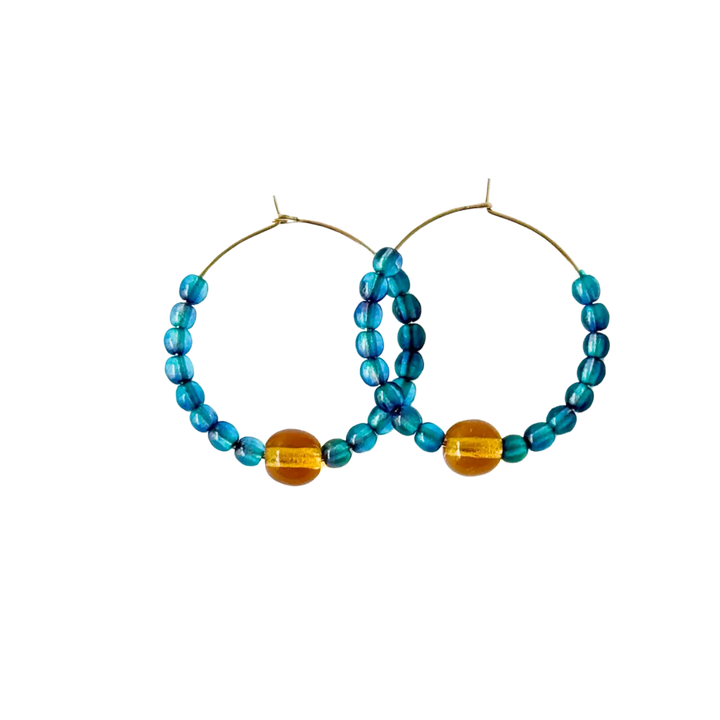 Colorful 1" Gold Filled Hoops with Beads