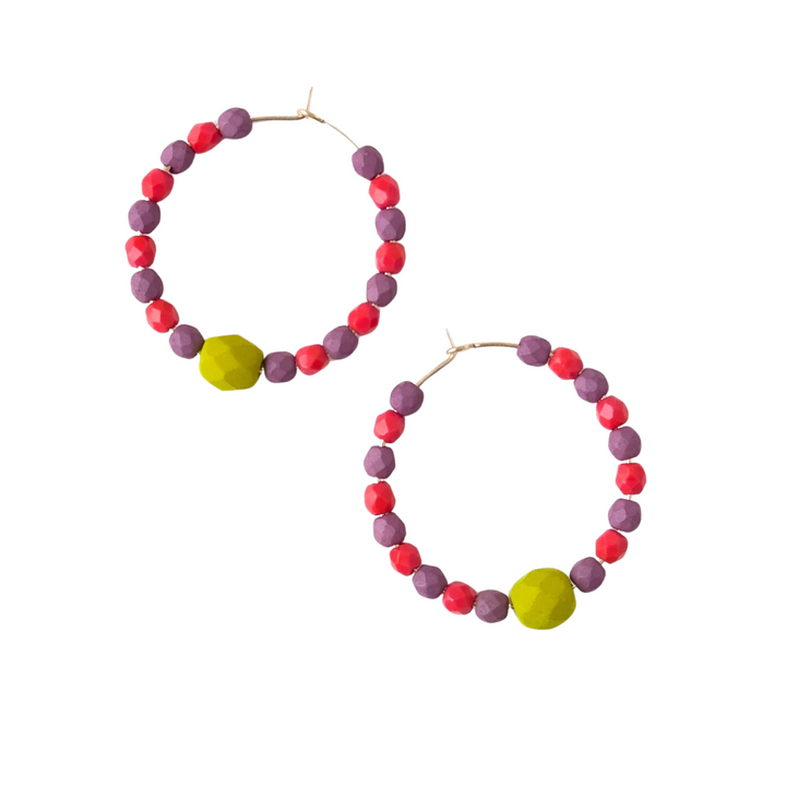 Colorful Gold Filled Hoops with Beads