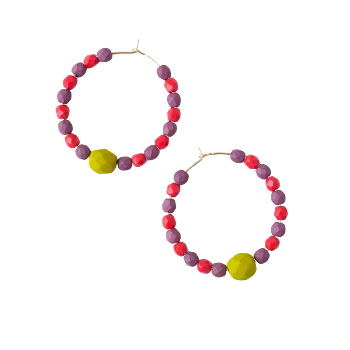 Colorful Gold Filled Hoops with Beads