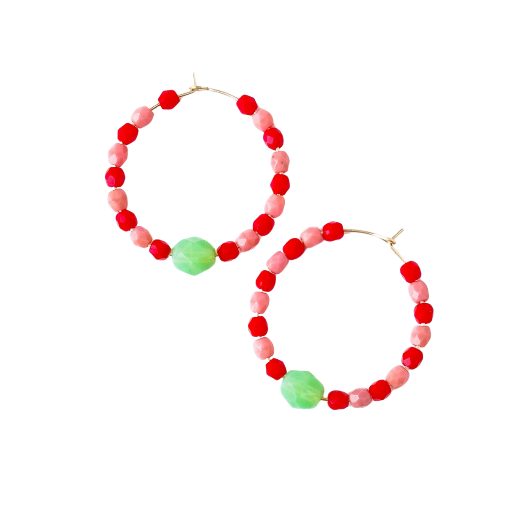 Colorful Gold Filled Hoops with Beads