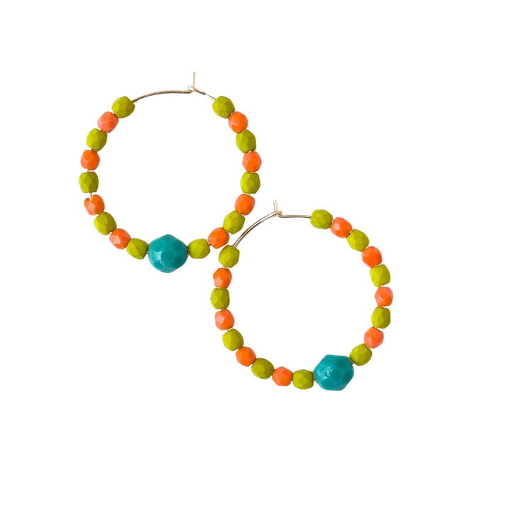 Colorful Gold Filled Hoops with Beads