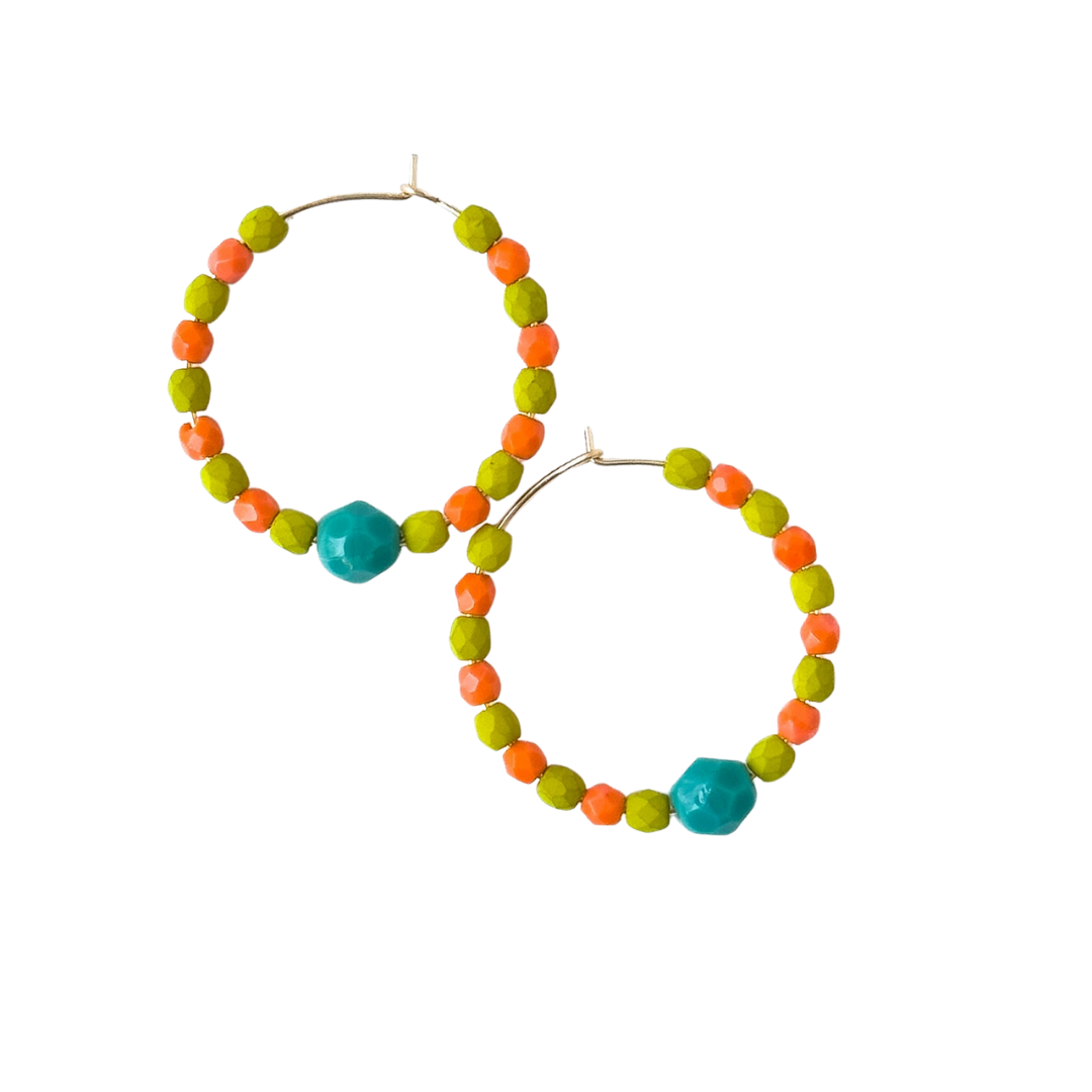 Colorful Gold Filled Hoops with Beads