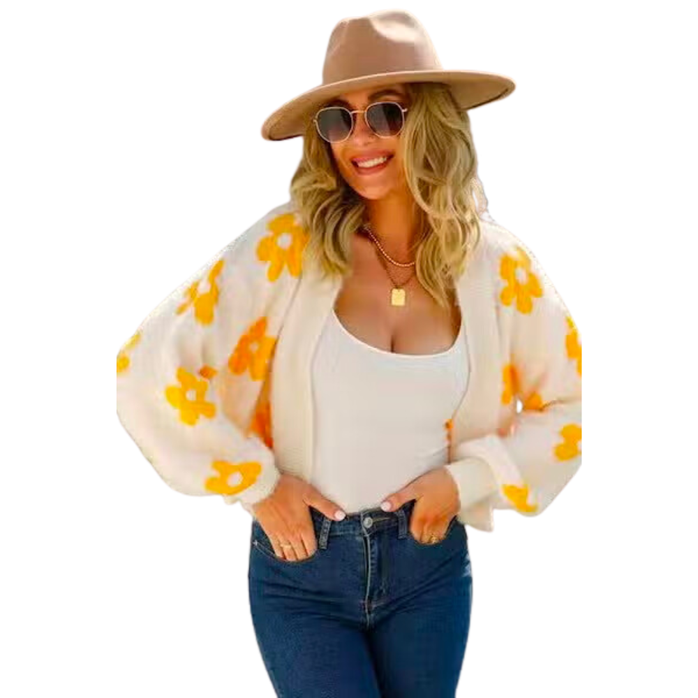 Flower Print Zip Up Cozy Fleece Jacket – Golden Hour Gift Co