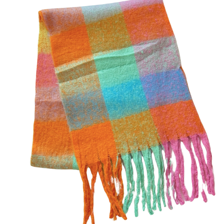 New Plaid Blanket Scarf Cozy Soft Long with Fringe