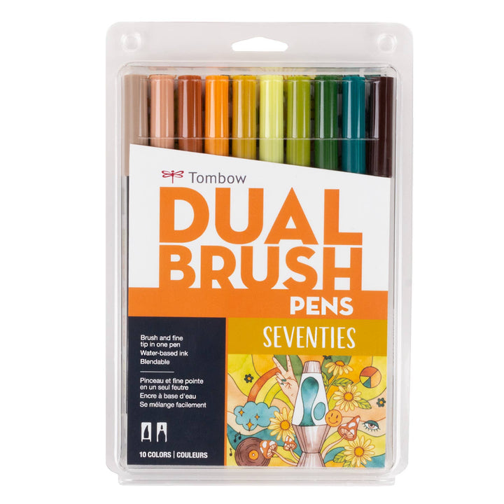 Dual Brush Pen Art Markers 10-Pack, Seventies