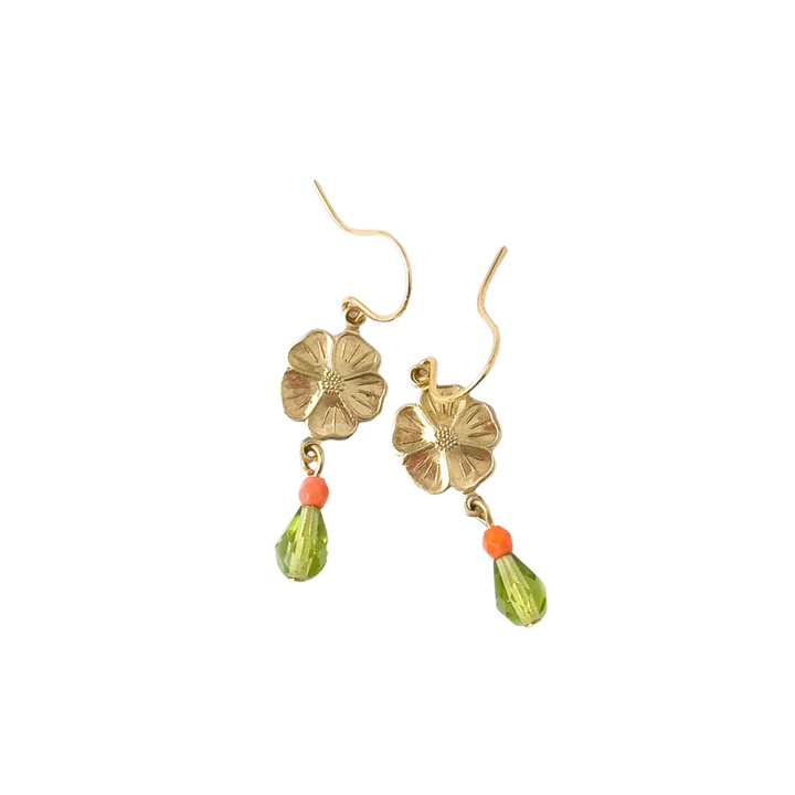 Small Flower Earrings with Beads