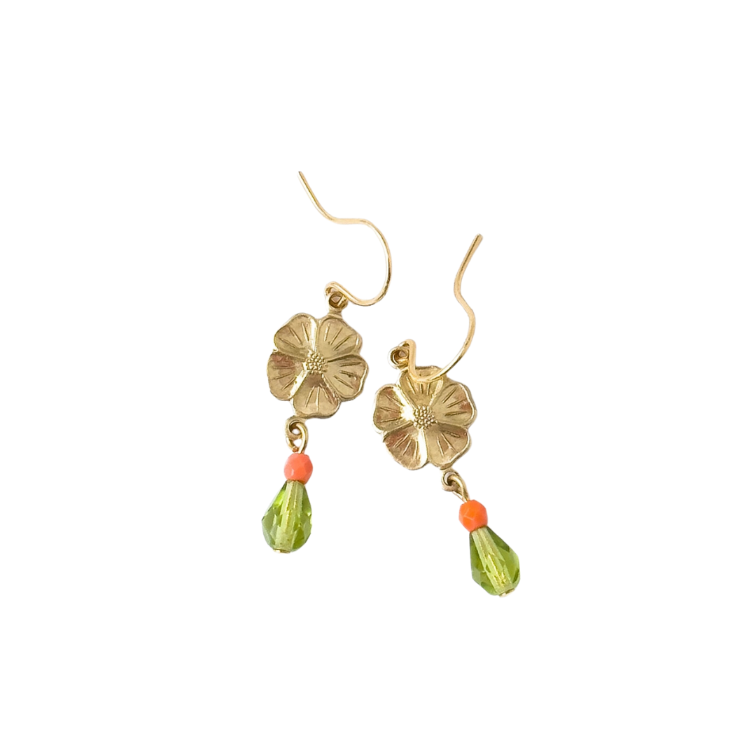 Small Flower Earrings with Beads