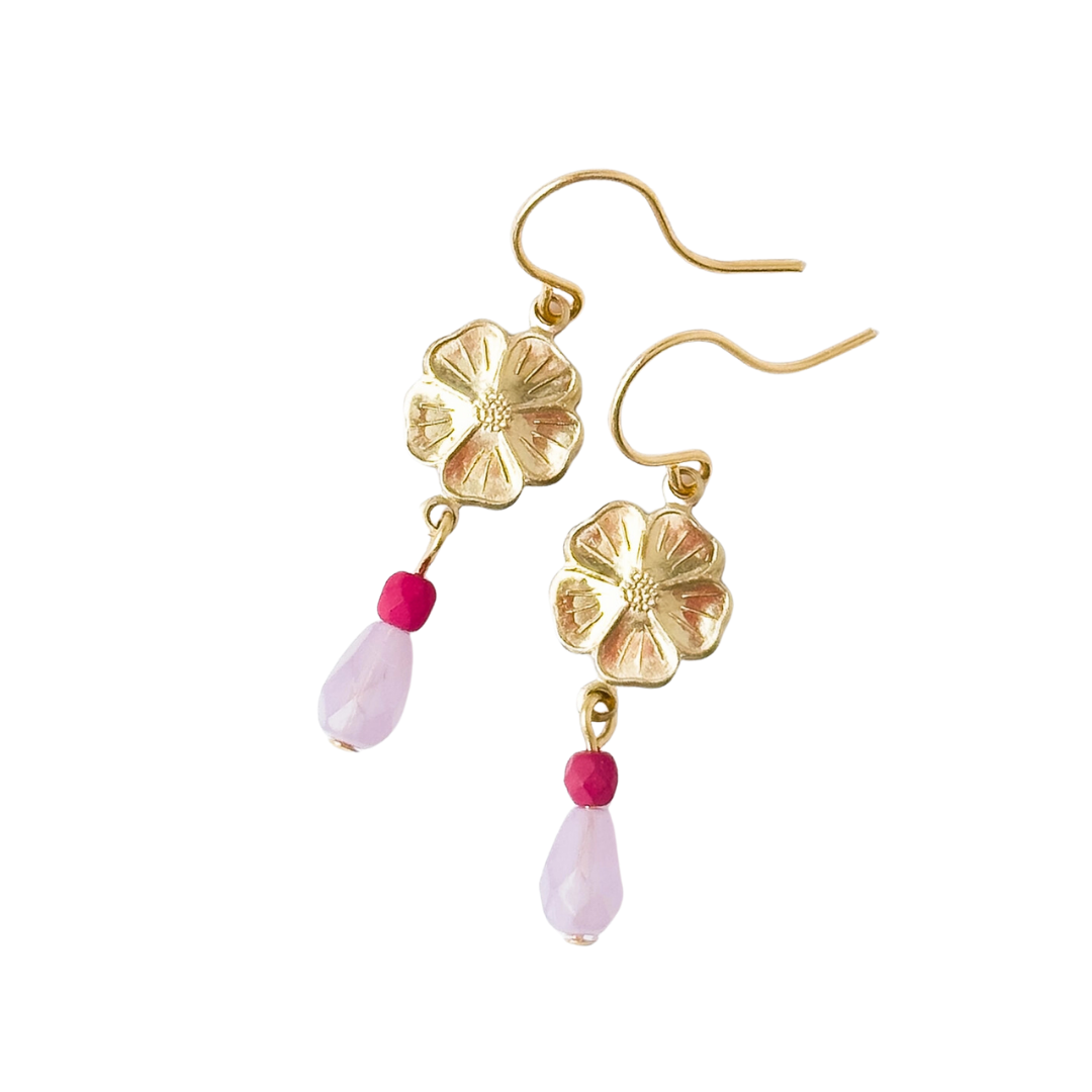 Small Flower Earrings with Beads