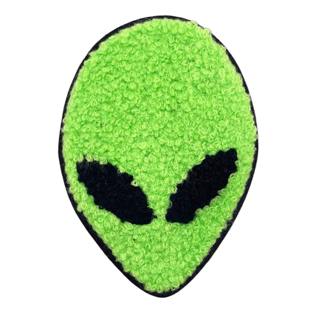 Fuzzy Chenille Alien Head Patch