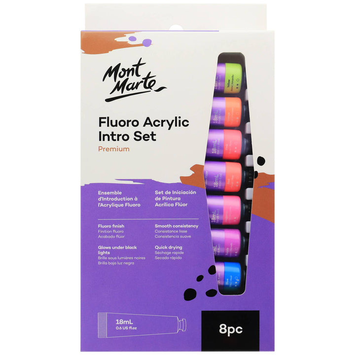 Fluro Acrylic Paint Intro Set Premium 8pc x 18ml