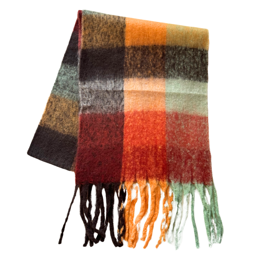 New Plaid Blanket Scarf Cozy Soft Long with Fringe