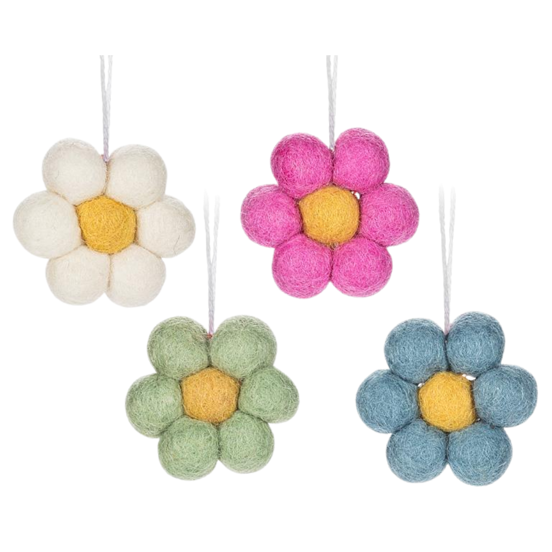 Pompom Daisy Felt Ornament