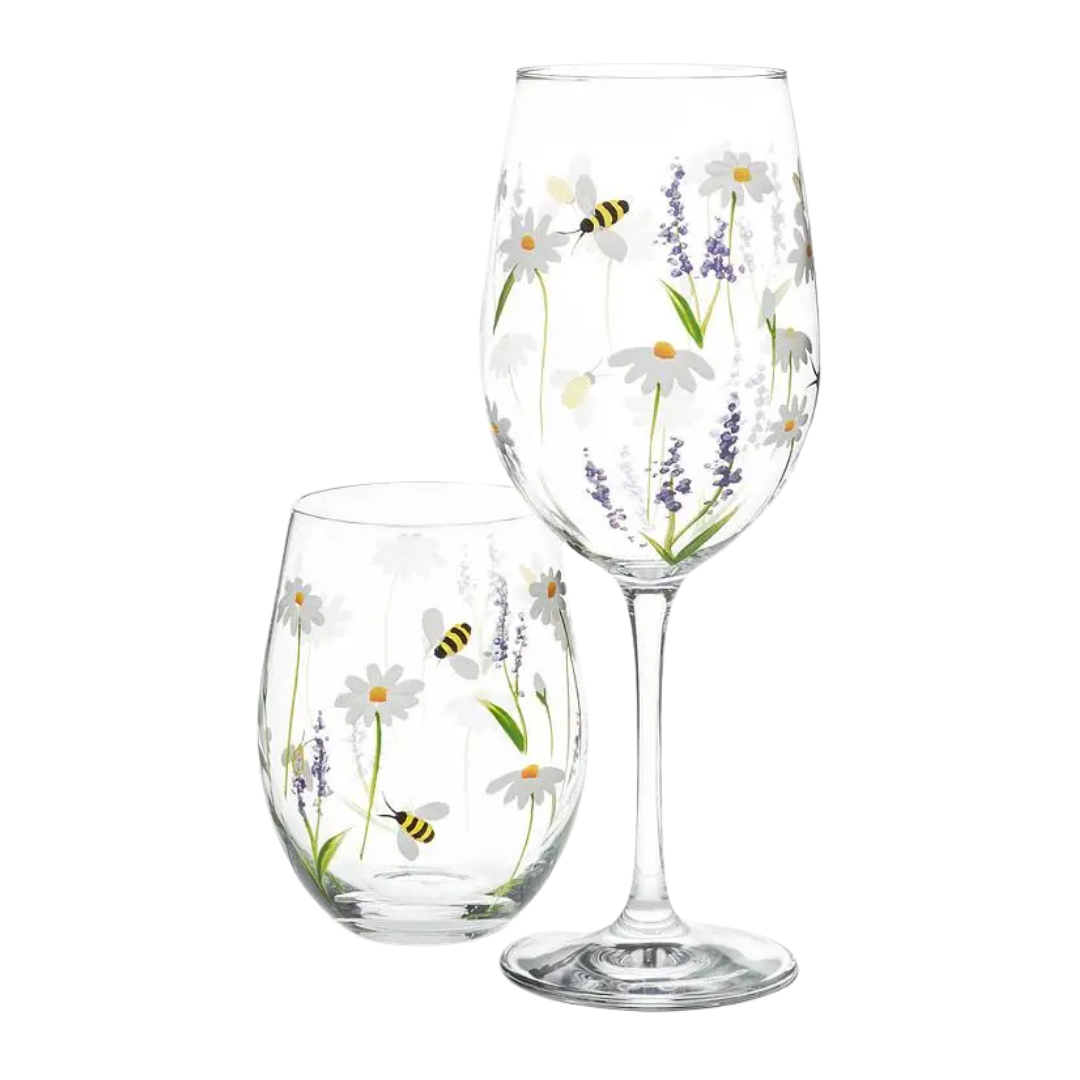Lavender & Bees Wine Glass