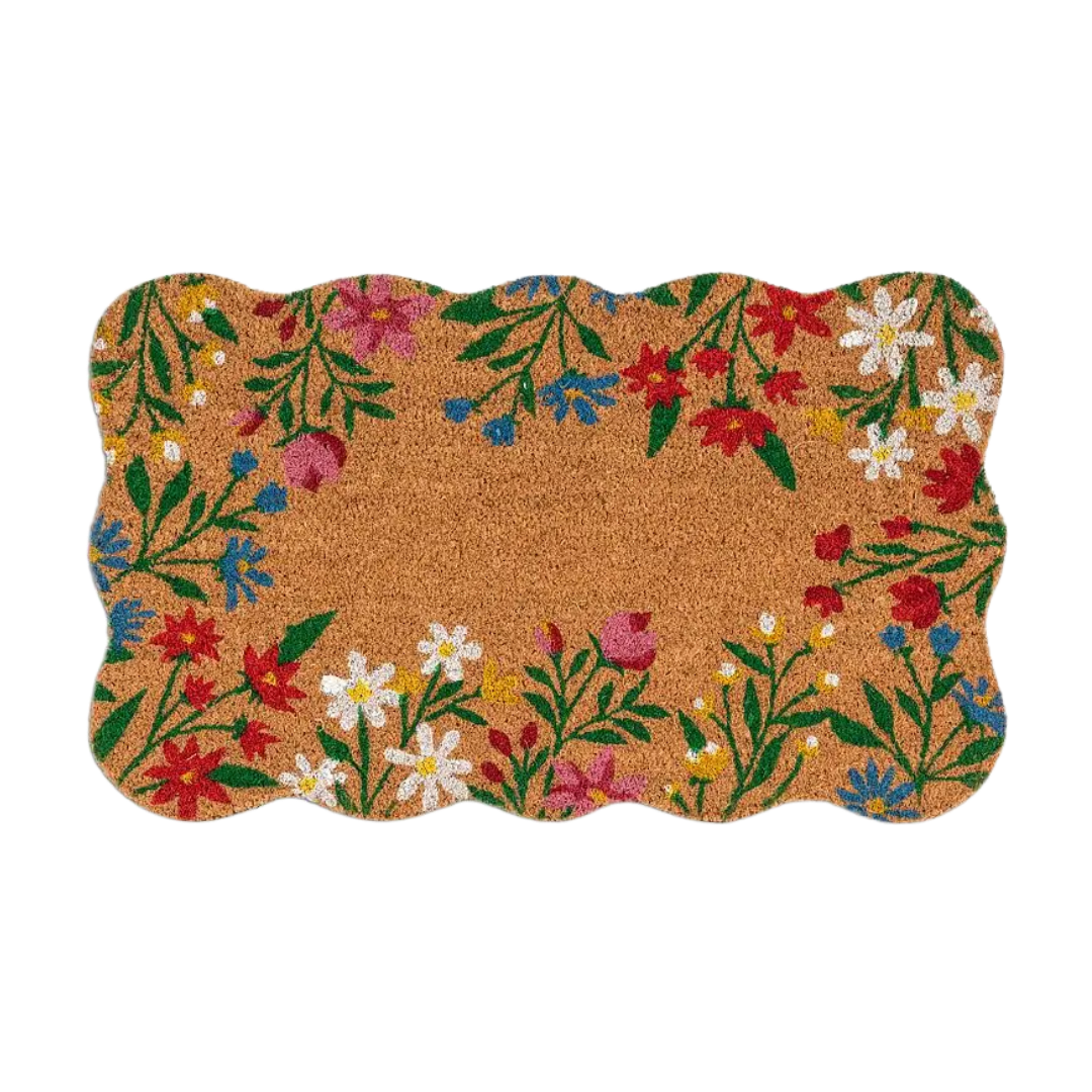 Floral Border Scallop Doormat