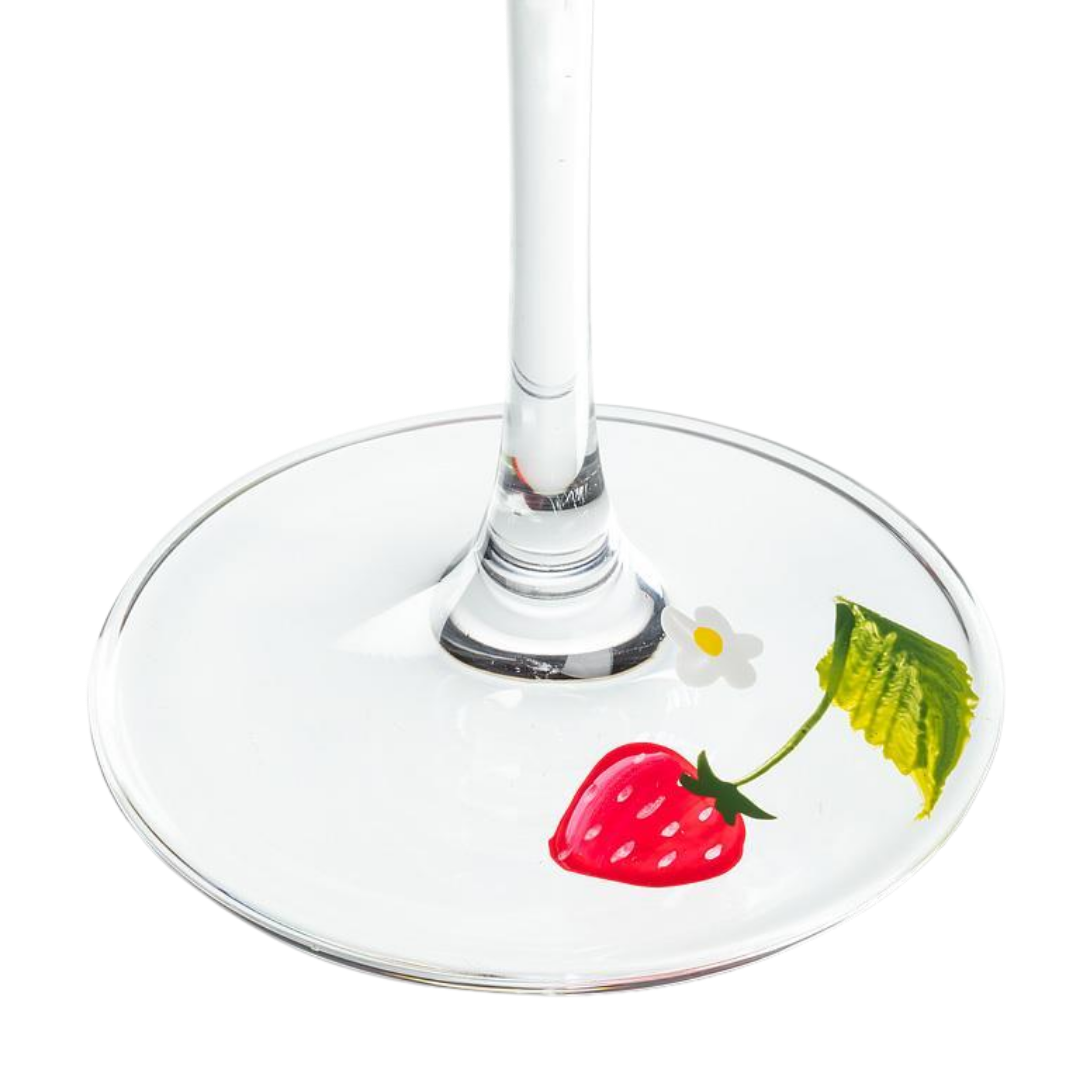 Strawberries & Flowers Wine Glass