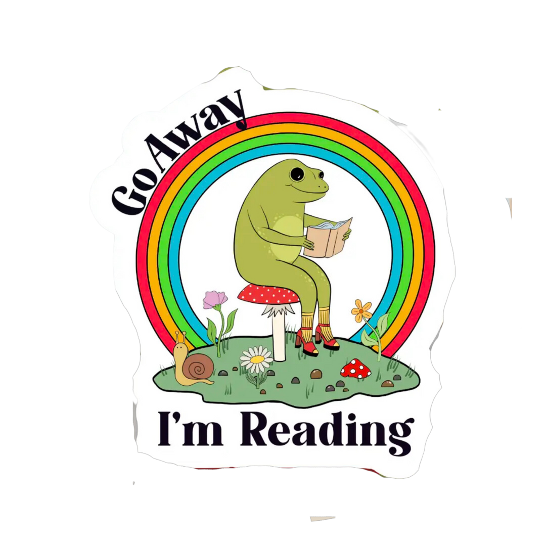 Go Away I’m Reading Frog Sticker