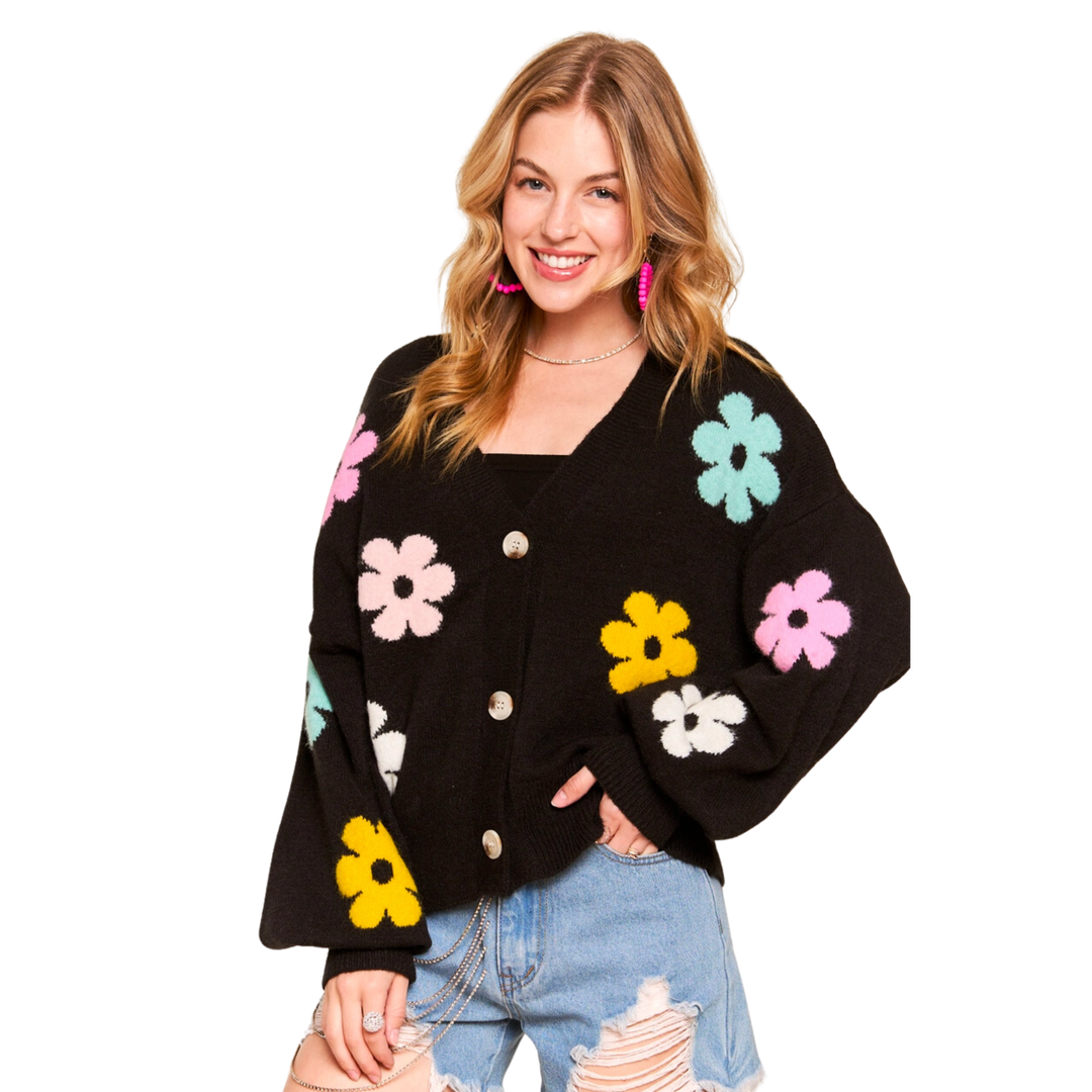 Flower Print Zip Up Cozy Fleece Jacket – Golden Hour Gift Co