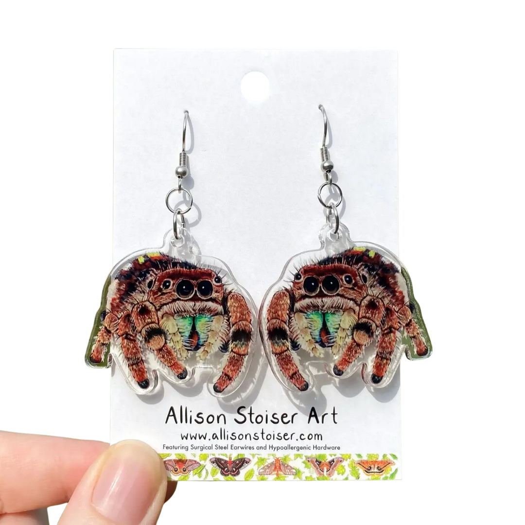 Acrylic Jumping Spider Earrings