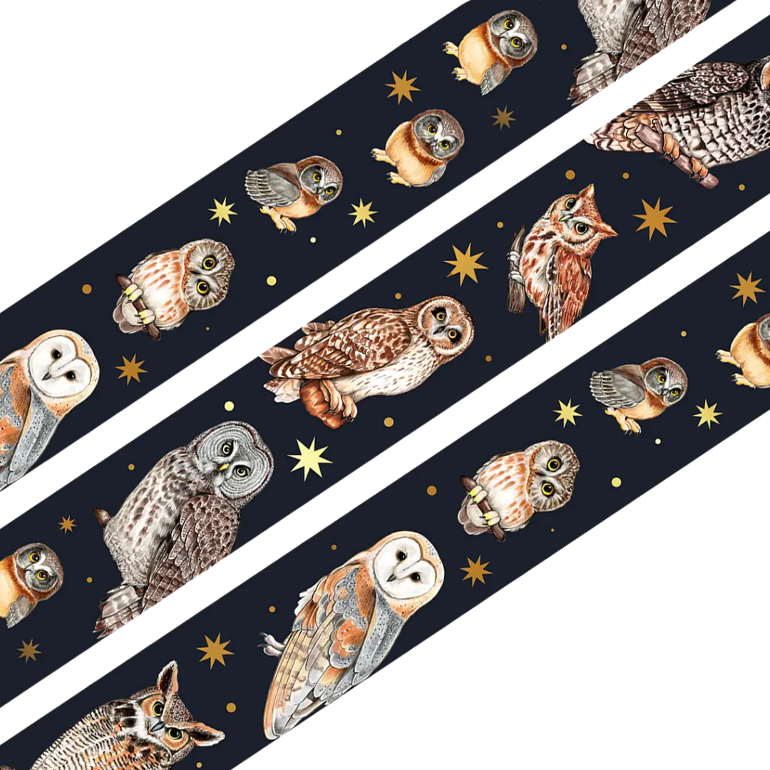 North American Owl Gold Foil Washi Tape