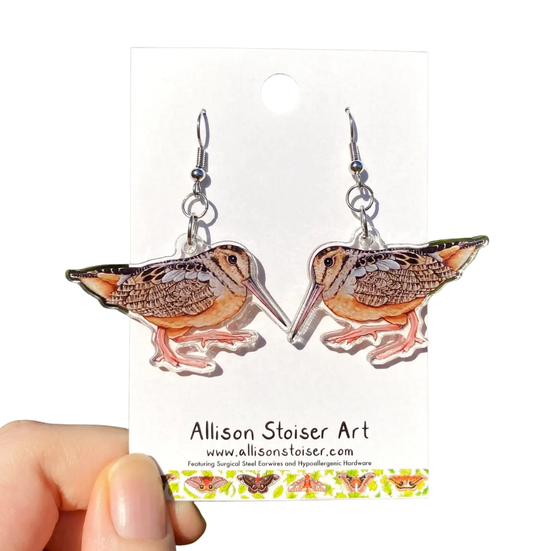Acrylic American Woodcock Earrings